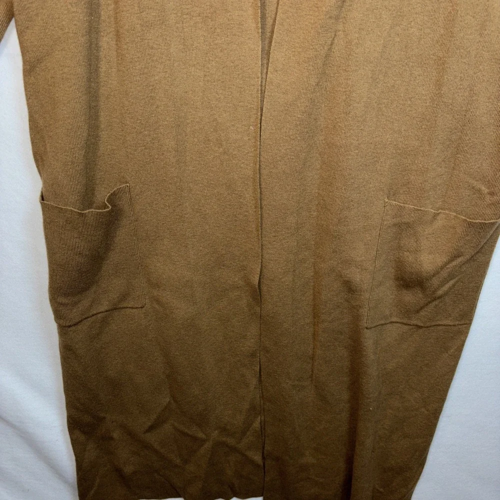 J. Crew Long Open Front Cardigan Sweater Camel‎ Brown Pockets Women's L